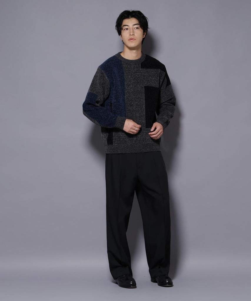 Nano Universe Mohair Blocking Size M Men's Knit, 010, Black, 672-5222226