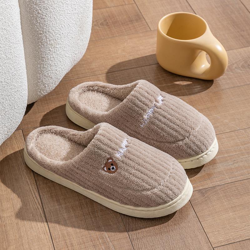 Cotton Slippers Women's Spring, Autumn and Winter Indoor Home Use Non-slip Confinement Shoes Thick-soled Home Warmth Couple Men
