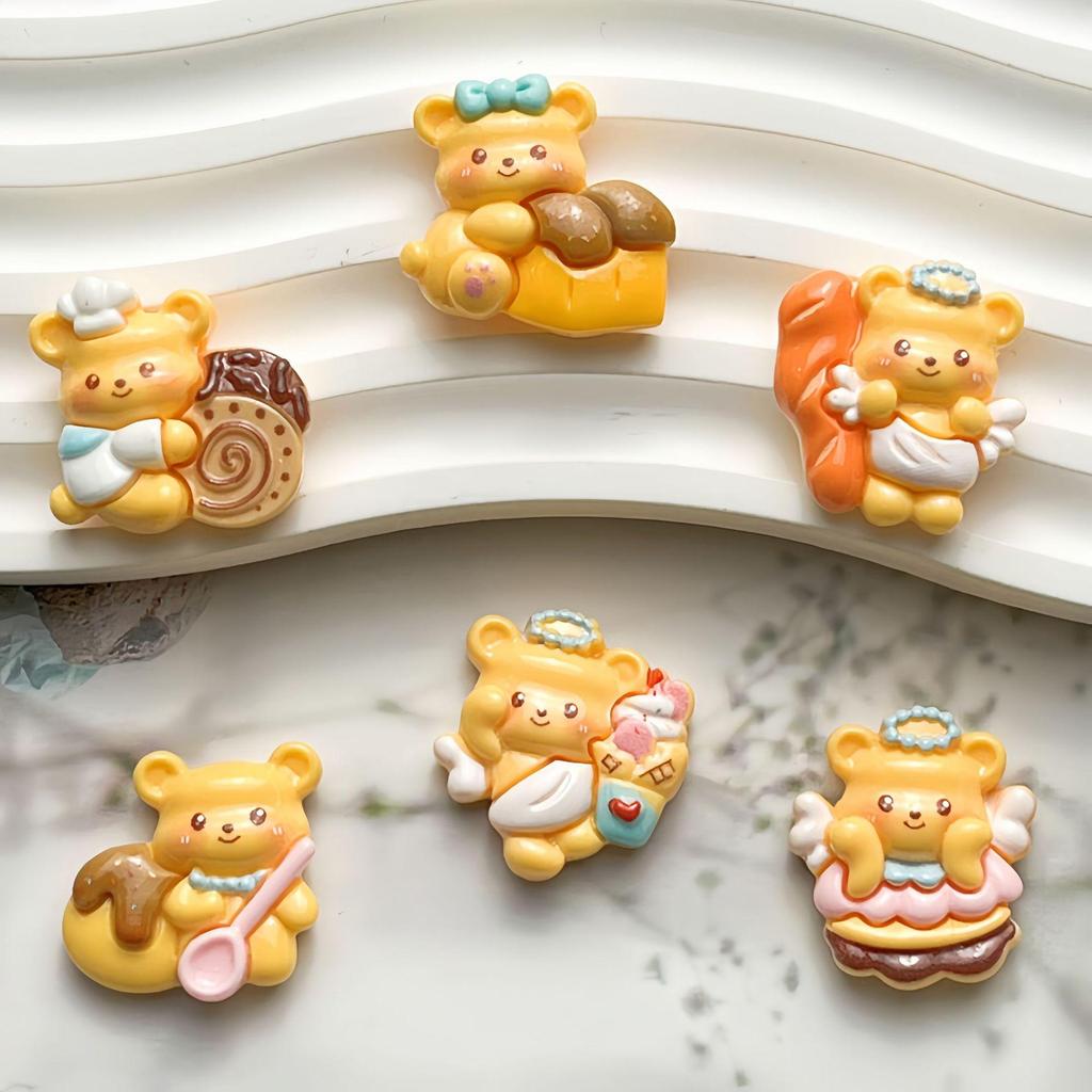 Cute Cartoon Bear Resin Ornaments: DIY Dessert, Hair Clips & Crocs Charms
