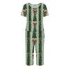 Women's Two-Piece Outfit Set with Christmas Print Short Sleeve Top and Pants