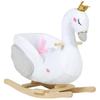 Schommeldier, Zwaan Schommel met Lullaby, Zachte Vulling, Houten Frame, voor Kinderen 1,5-3 Jaar, 65x40x68 cm, Wit