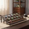 Tea Ware Rack Bamboo Accessory with Woven Tray Tabletop Cup Holder for Hosts, Kitchen
