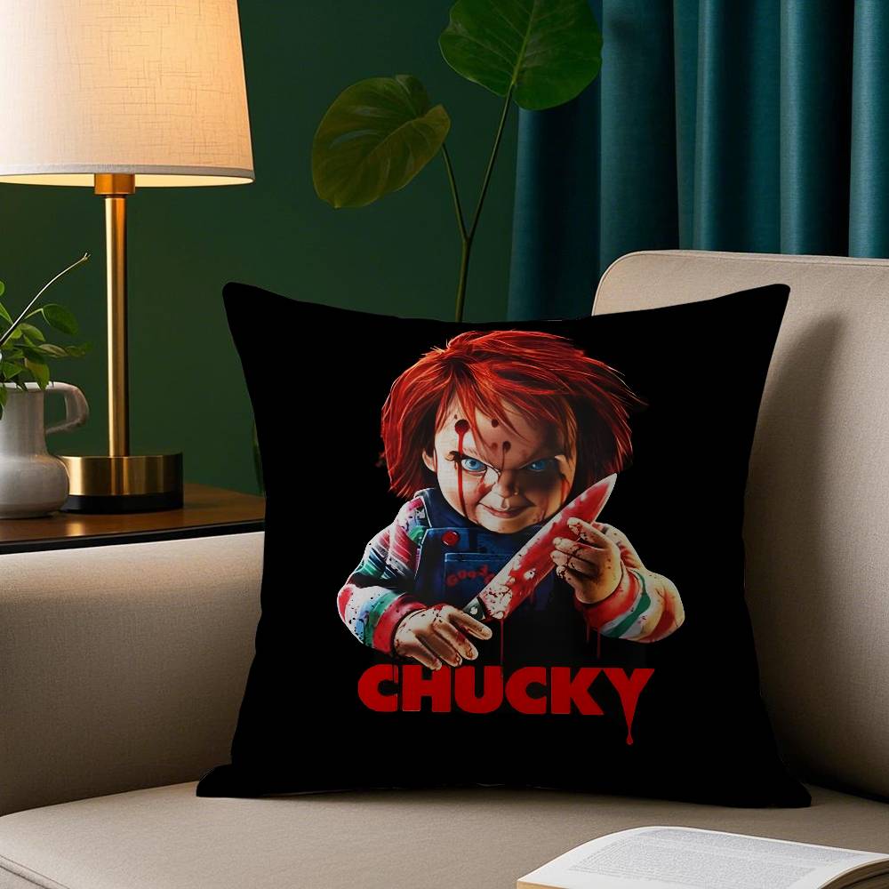 

cChucky Horror Pillow Case Short Plush Print Cushion Cover Square Throw Pillow Covers Sofa Home Decor 30x30cm