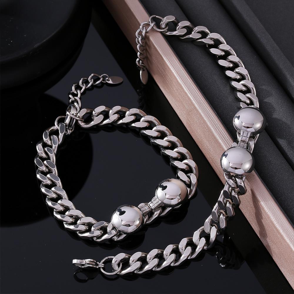 Personalized Stainless Steel Simple Texture Necklace Bracelet Light Luxury Decorative Chain Set