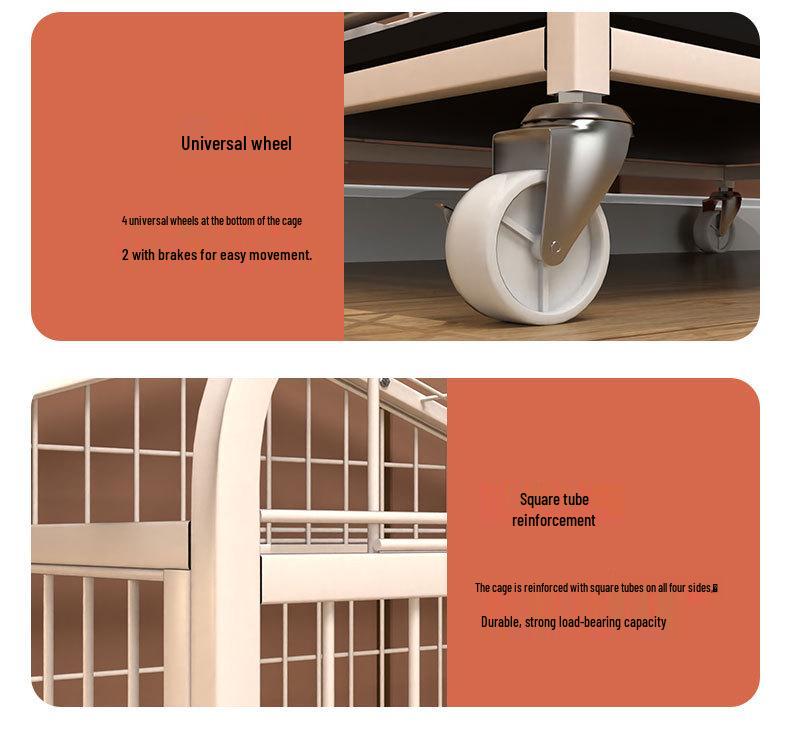 Medium & Large Dog Indoor Kennel with Full Square Tube Design and Built-in Toilet