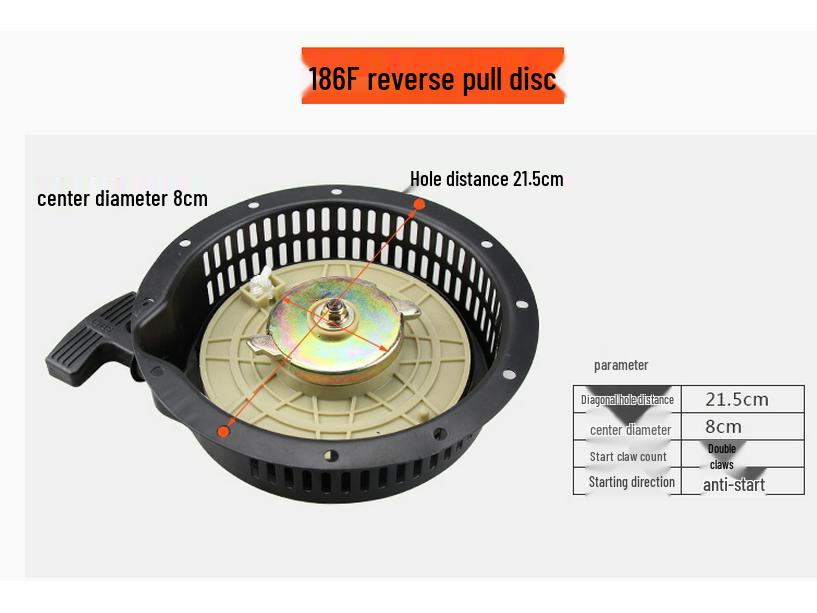 Air-Cooled Diesel Engine Recoil Starter Pull Plate for 178F-186 Generators and Water Pumps