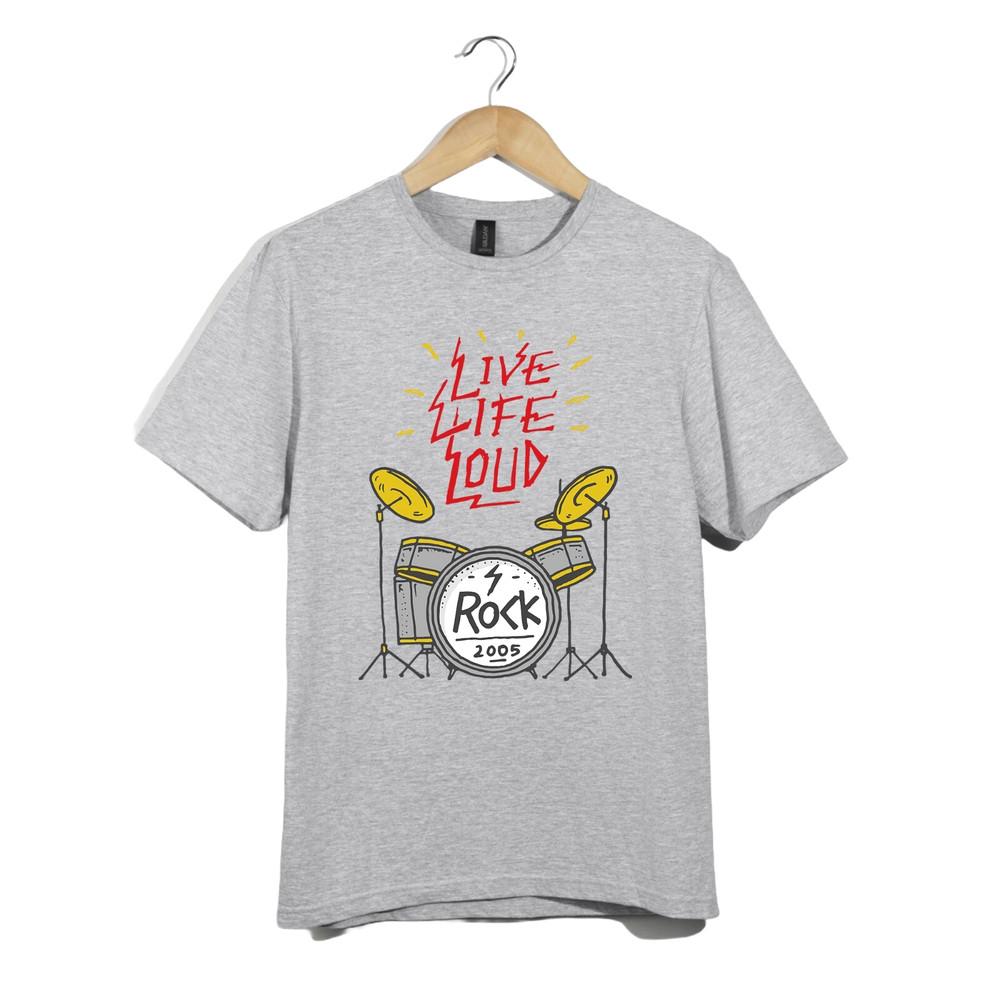 Tričko Live Life Loud – Grafické tričko pro bubeníka rockové hudby pro hlasité vibrace - Dj Top
