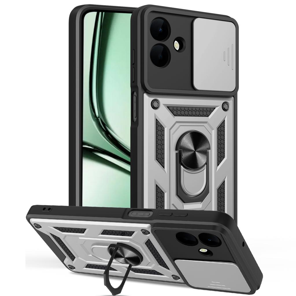 AMORUS For Samsung Galaxy A07 4G Case Kickstand PC+TPU Phone Cover with Camera Lens Slider