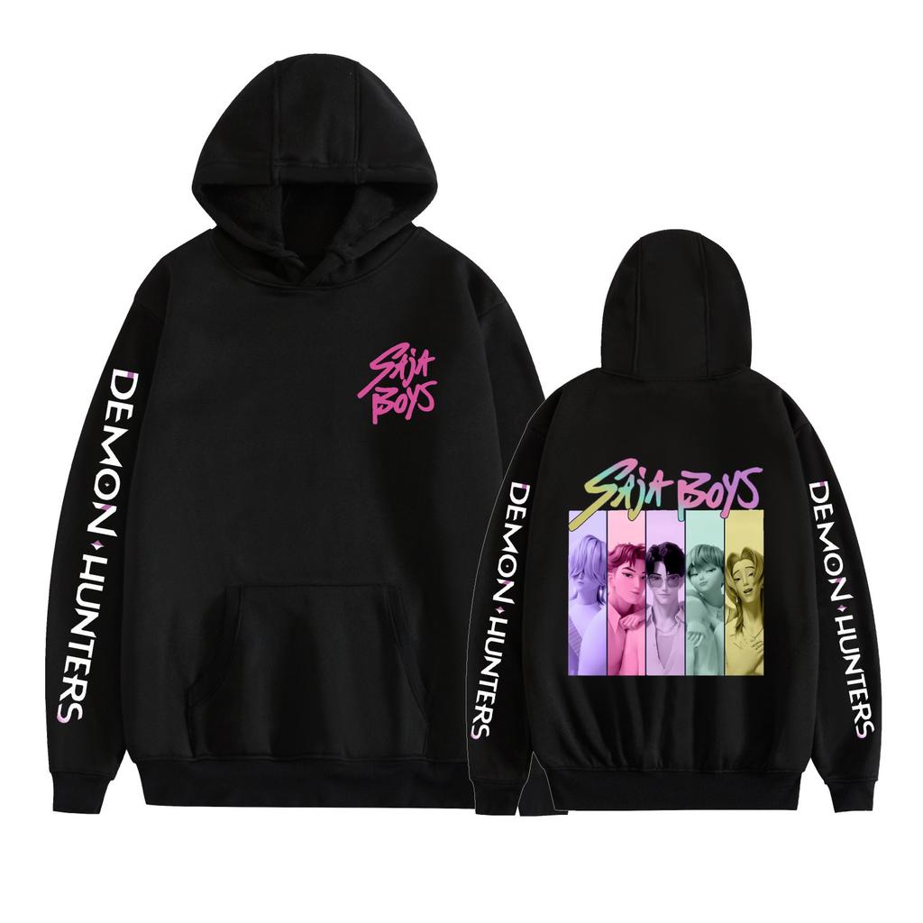 Men Women's Fleece Hooded KPop Demon Hunters Anime Printed Spring Autumn Pullover Sweatshirt Fashion Hoodie Casual New Men Tracksuit Streetwear