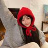 Red Korean Version Versatile and Fashionable Autumn and Winter Bag Head Hat for Women Warm Knitted Hat Wool Hat Fashionable Face Japanese Trend