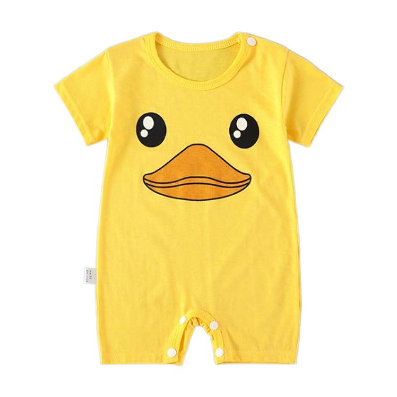 Baby Short-Sleeve Hooded Romper for Summer Outdoors