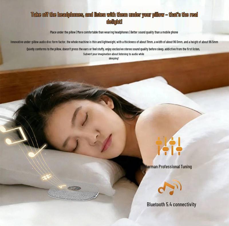 Bone Conduction Bluetooth Sleep Speaker: Under-Pillow White Noise & Music Device