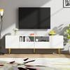 TV-Möbel Schrank Geräumige Arbeitsplatte mit 2 Türen Fächern Schubladen Goldene Unterhaltungsmöbel Füße Mid-Century Modern Stand Wohn