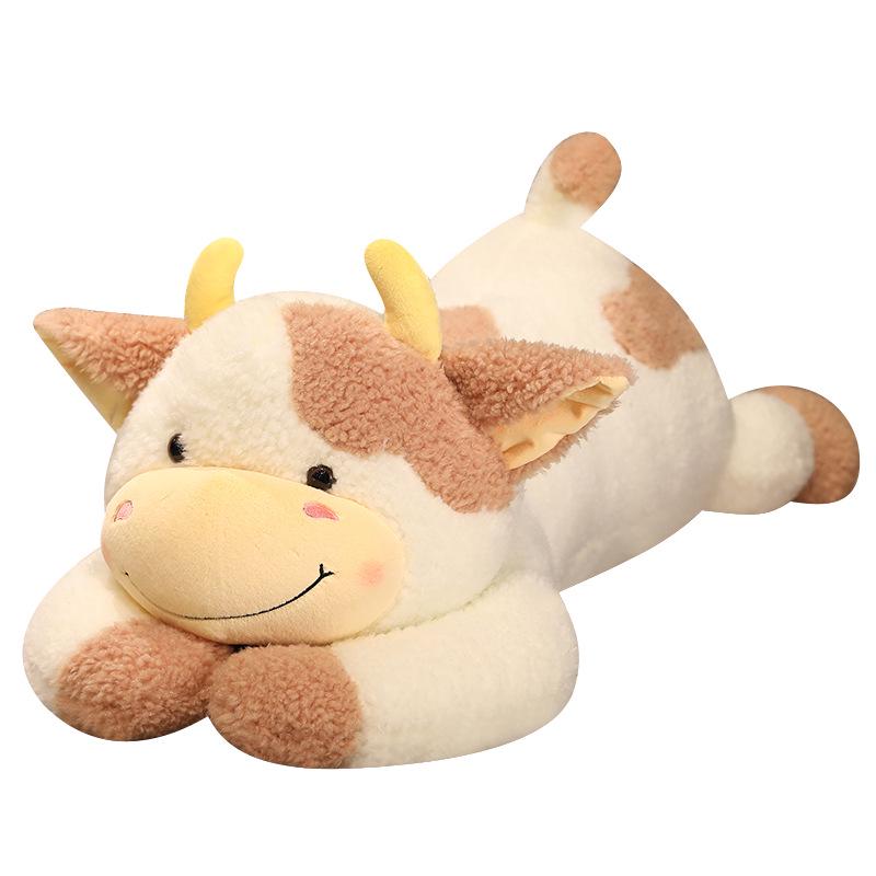 Adorable Lying Cow Plush Pillow - Large Comforting Doll for Girls' Bedtime