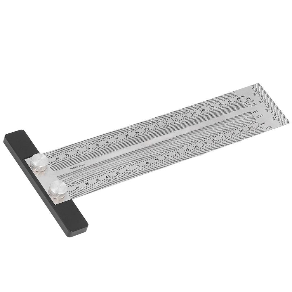 Stainless Steel Carpenter T Ruler Silver Measuring Gauge Precision Marking Tool Industrial Layouts