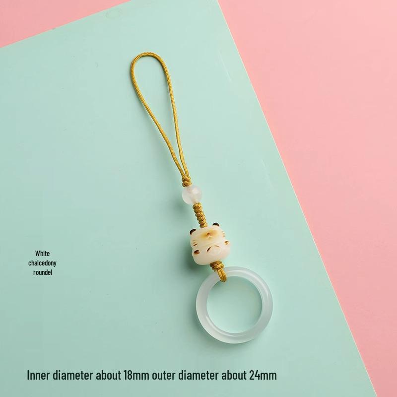 White Bodhi Cat Paw Charcoal Lanyard: Cute Keychain & Phone Charm