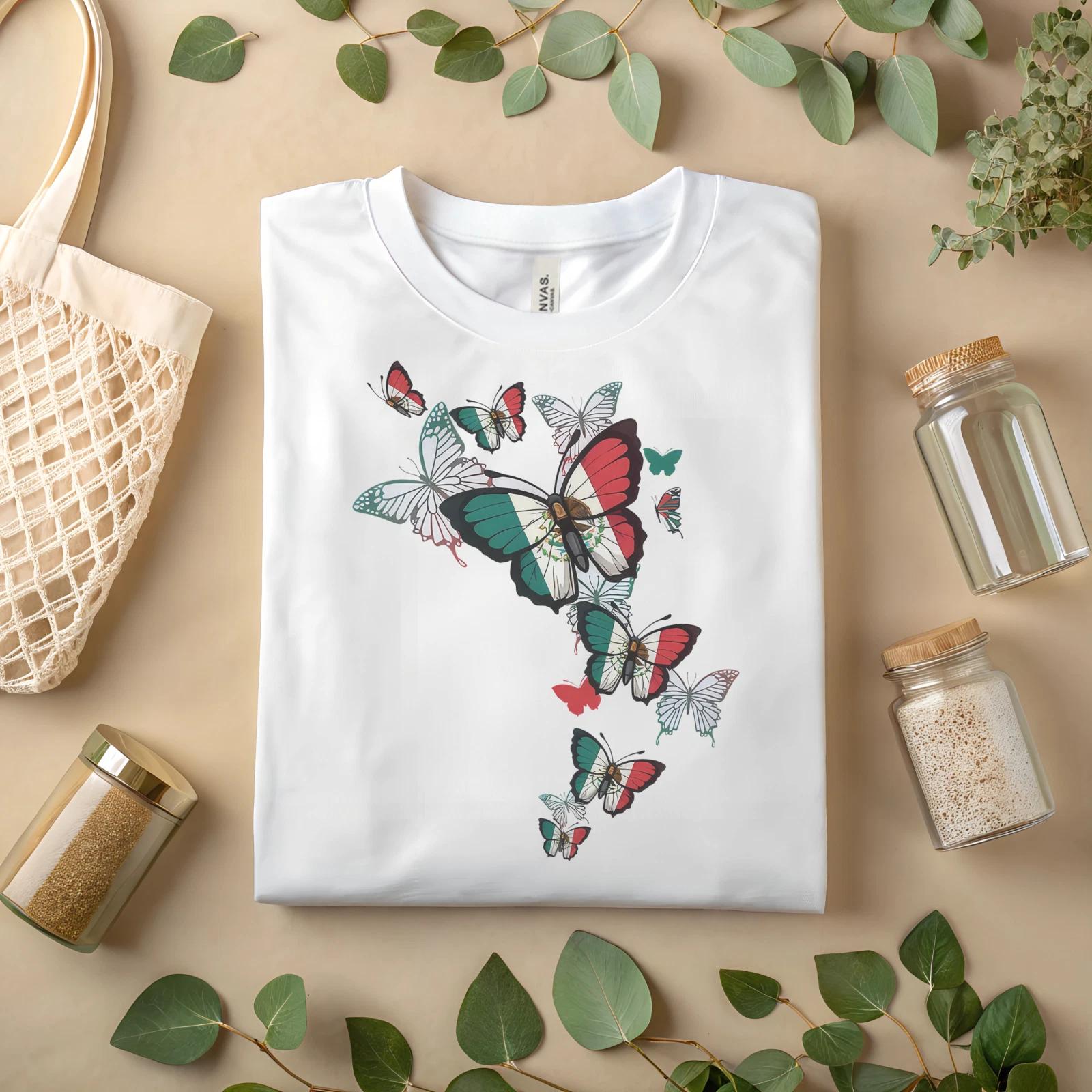 

Mexico Flag Butterfly T-Shirt – Mexican Heritage Graphic Tee A287 S