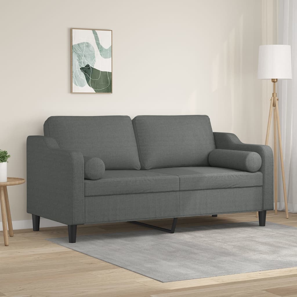 Vidaxl 2-Seater Sofa With Cushions, Dark Gray, 140 Cm, Fabric
