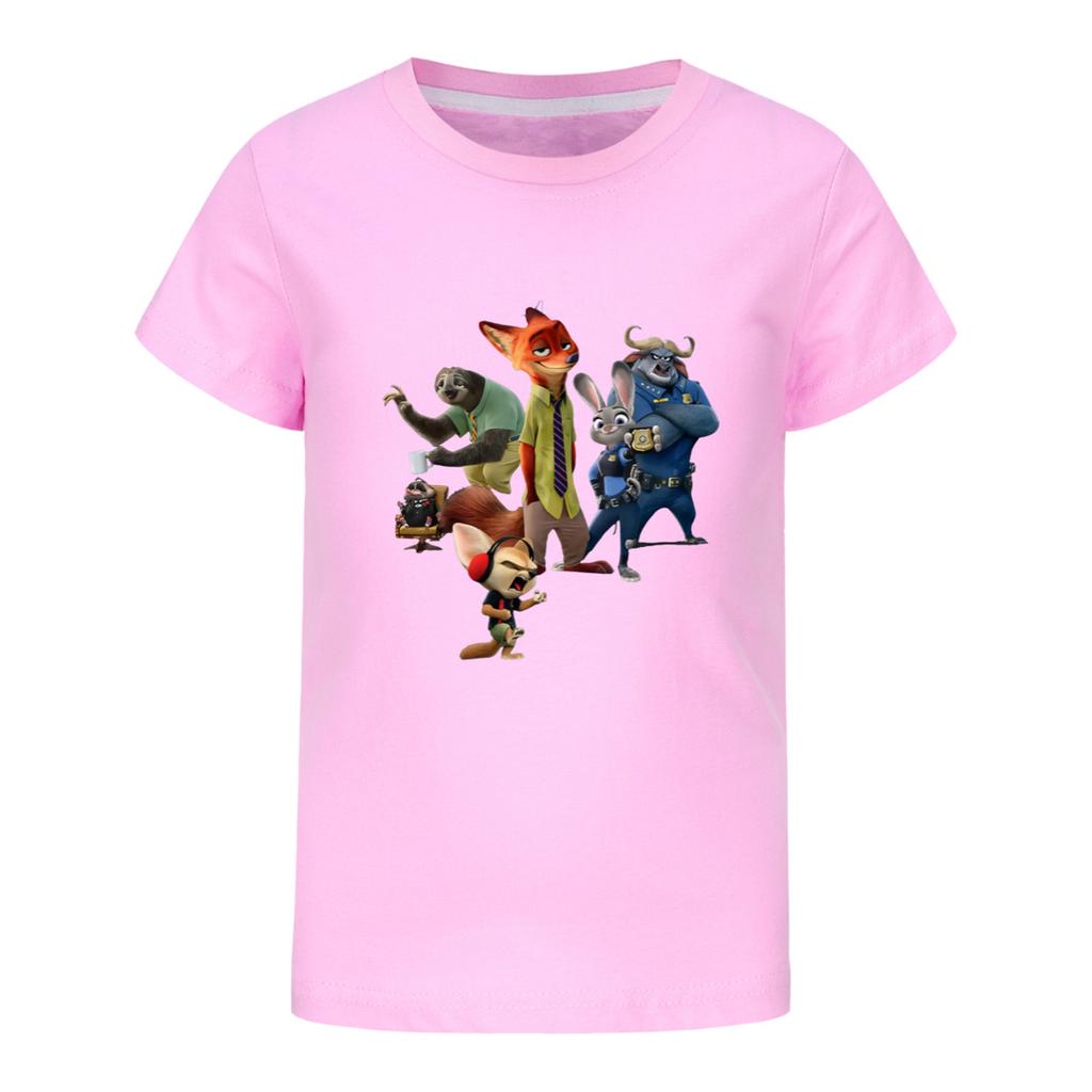 Fashionable Round Neck Short Sleeve Work Clothes Printed Tops For KID Summer Tops