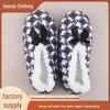Women's Cozy Striped Bowknot Slippers