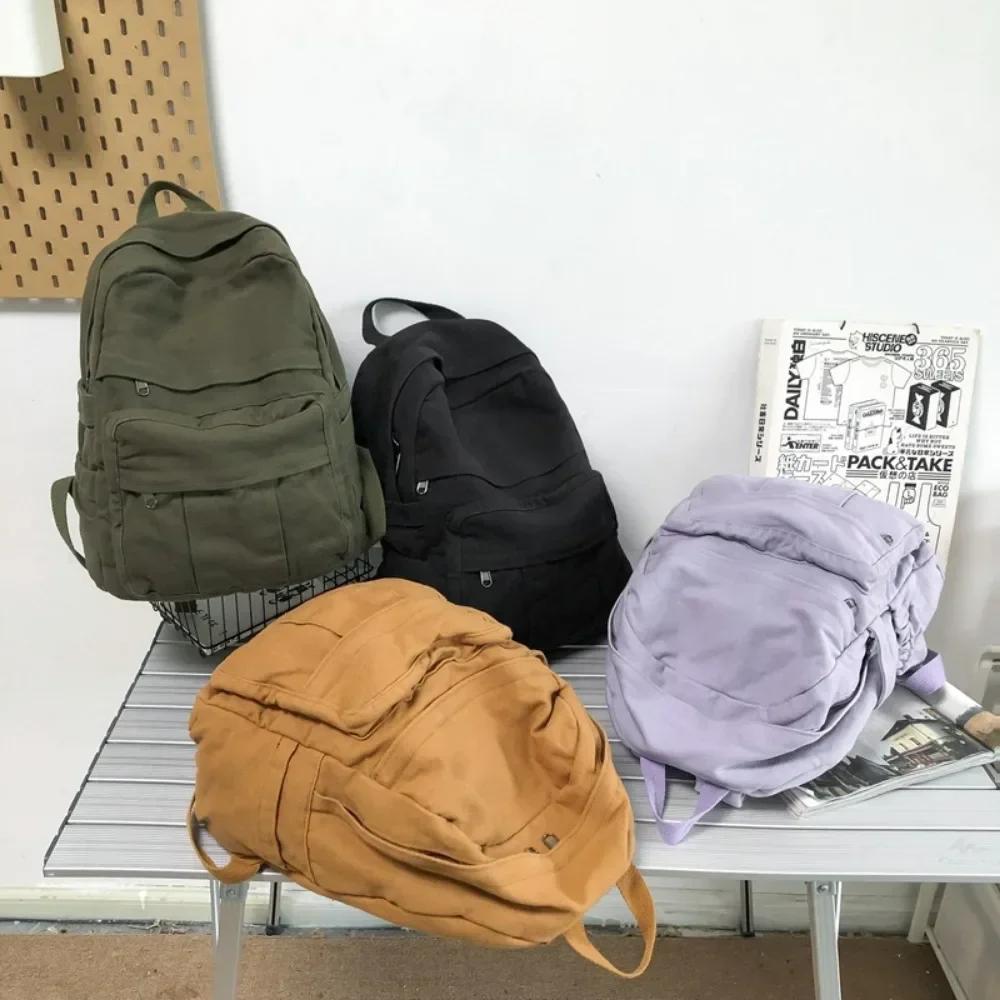 Girl Fabric School Bag New Fashion College Student Vintage Women Backpack Canvas Female Laptop Bag Travel Kawaii Ladies Backpack