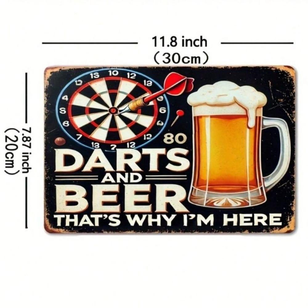 Metall Wandkunst Retro Dart und Bier Design für Bar Pub 8x12 Zoll