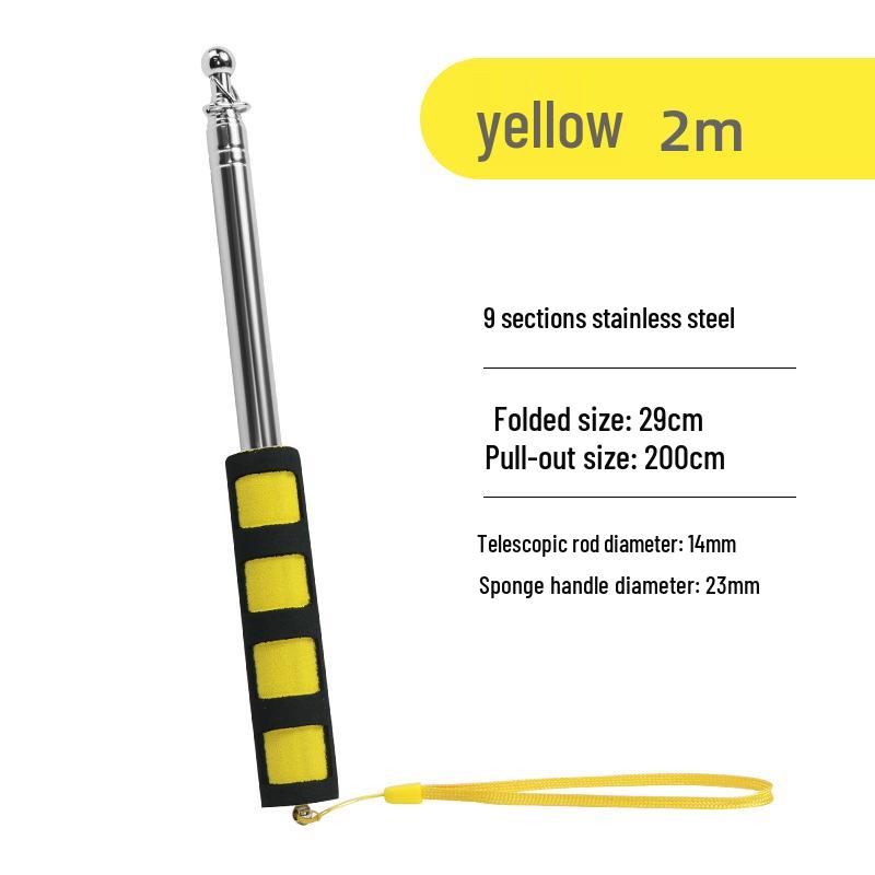 2-метровая выдвижная ручка гида из нержавеющей стали и флагшток жёлтый