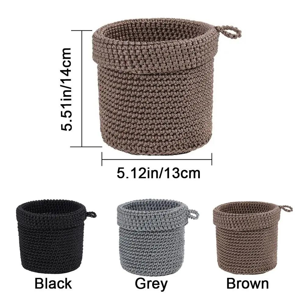 Handmade Cotton Rope Storage Basket Folding Round Wall Hanging Storage Basket Space Saving Cosmetics Storage Bins Home Decor