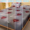 1 Simple Modern Heart-Shaped Geometry Printed Matte Fitted Sheet, Bedroom Printed Bed Cover, Bedding (Excluding Pillowcases)