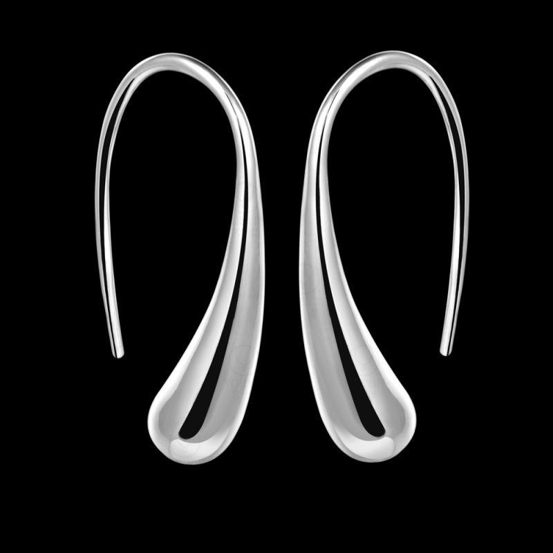 Stylish European & American 925 Silver-Plated Water Drop Earrings with Ear Hooks