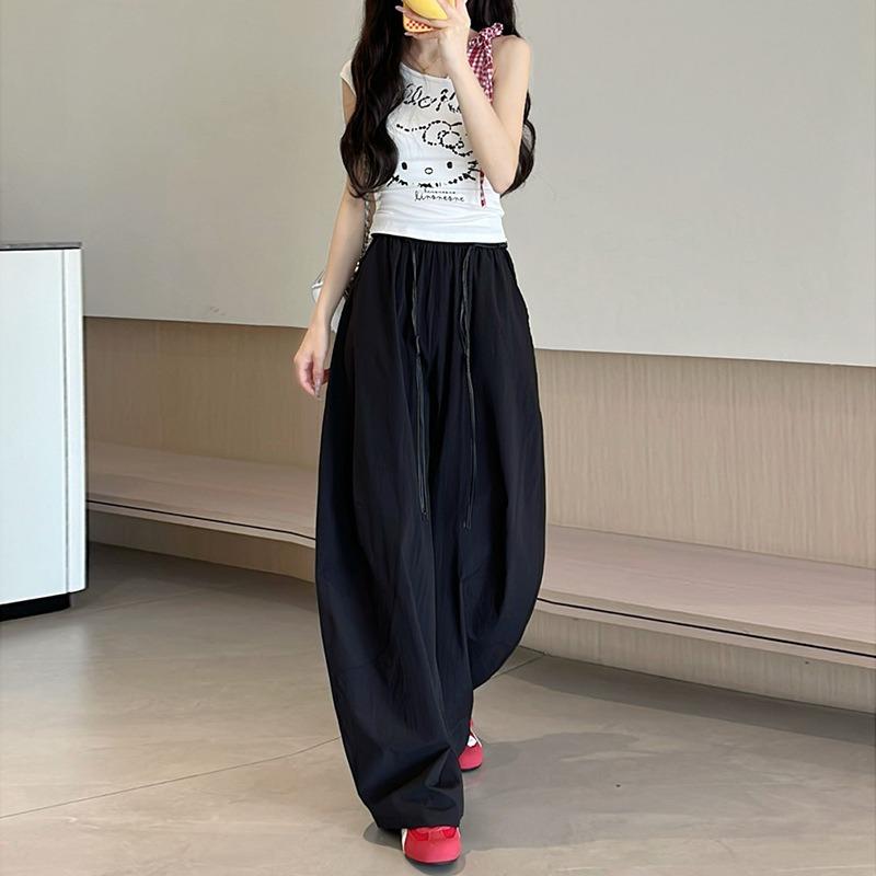 Quick-drying Scimitar Pants Women's Summer Thin New High-waisted Versatile and Thin Casual Pants Lazy Loose Wide-leg Pants