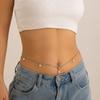 Sexy Rhinestone Fringed Pendant Waist Chain Bodychain Simple Round Bead Chain Navel Nail Waist Jewelry