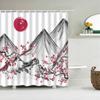 Waterproof Polyester Fabric Shower Curtain Japanese-style Waves Samurai Landscape 3d Printing Bathroom Decor Shower Curtains
