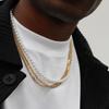 Men's Single Layer Pearl Necklace - Round Beaded Stainless Steel Clavicle Chain