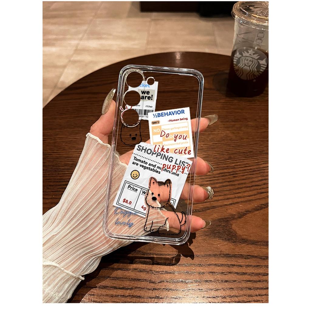 Cute Puppy Sticker Collage TPU Phone Case For IPhone 15 14 13 12 11 Pro Max & Samsung Galaxy S24 S23 S22 Ultra, Clear Shockproof Protective Cover