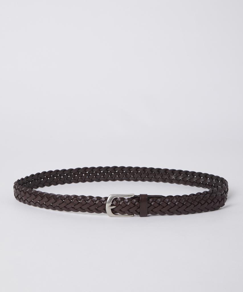 247Silijeu Leather Weaving Belt Dark Brown