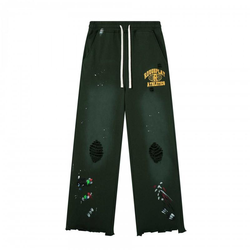 Roughplay Streetwear Pants Mens Loose Fit Distressed Washed Drawstring Trousers