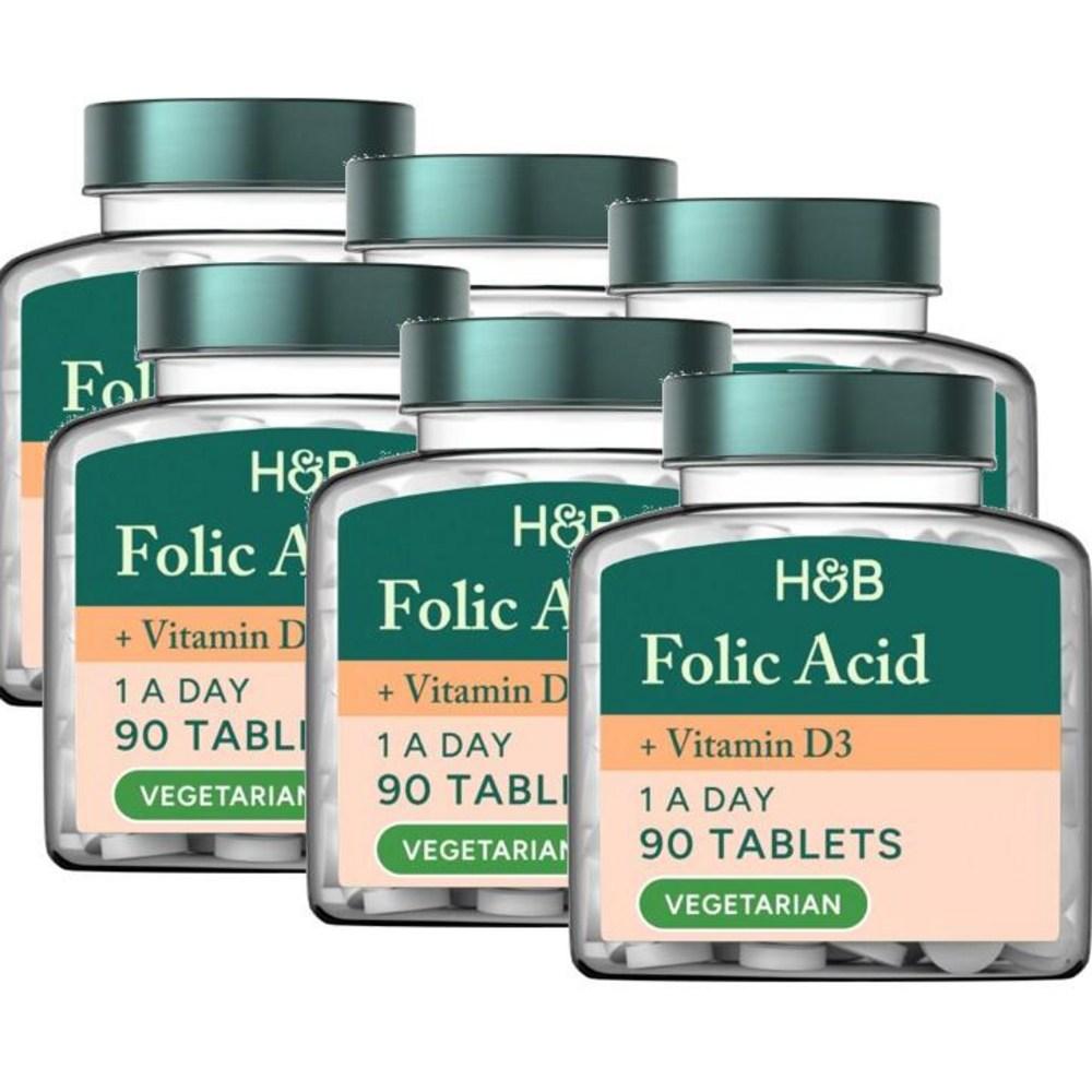 Holland & Barrett Folic Acid Vitamin Plus Vitamin D3 400IU Tablets & D3 6 pcs 90 Tablets