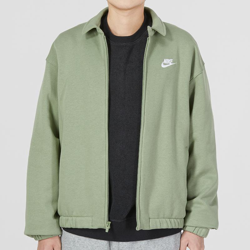 Nike Solid Color Logo Sport Casual Stand Collar Jacket Men Jacket Green DX0540-386
