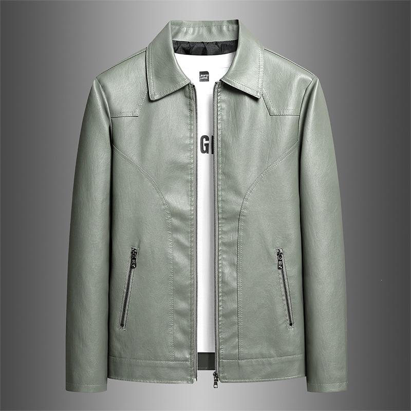 Locomotive trendy cool men's leather jacket autumn and winter lapel pu youth windproof and warm casual versatile men's leather jacket
