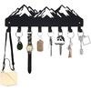 Black Key Hooks Holder for Wall Mounted with 8 Hooks, Key Hanger Rack Wall Decorative for Home, with Mounting Hardware, Dog Leash Holder, Entryway,