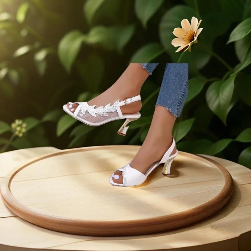 Damenmode Kristall High Heels Sandalen Sommer Peep Toe Schnalle Riemen High Heels Abendschuhe Party Hochzeitsschuhe Luxus Pumps