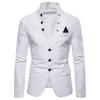 Herren Langarm Stehkragen Smoking Anzug Blazer 3 Knopf Tasche Slim Jacke Mantel