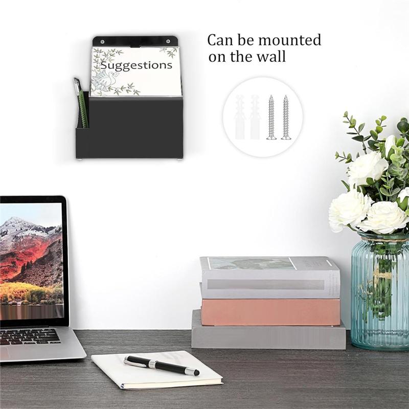 

FORW-Acrylic Suggestion Box With Lock Wall Mounted Acrylic Donation Box With 5X7inch Sign Slot Office Ballot Boxes чорний