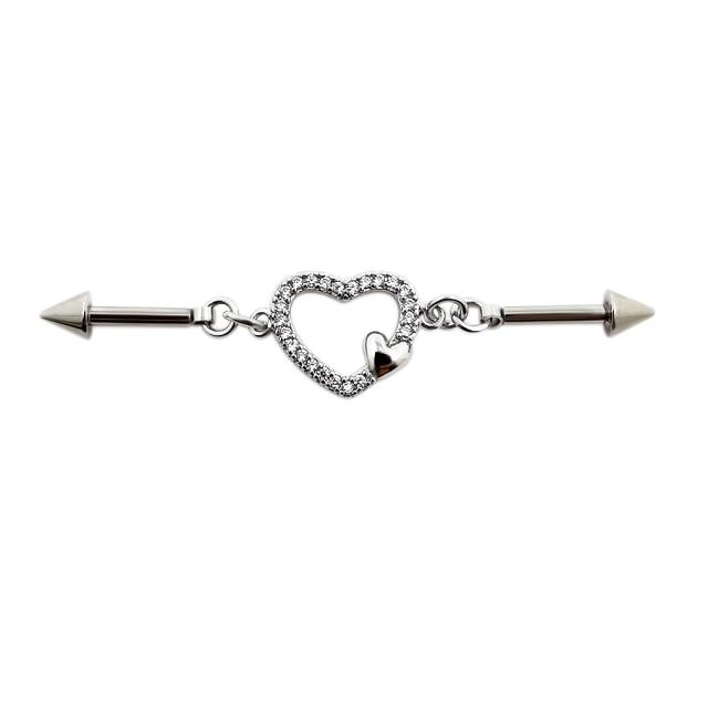 

14 г сердце промышленный пирсинг-штанга из нержавеющей стали наручники звезда промышленный пирсинг-бар кошачий хрящ серьги ювелирные изделия