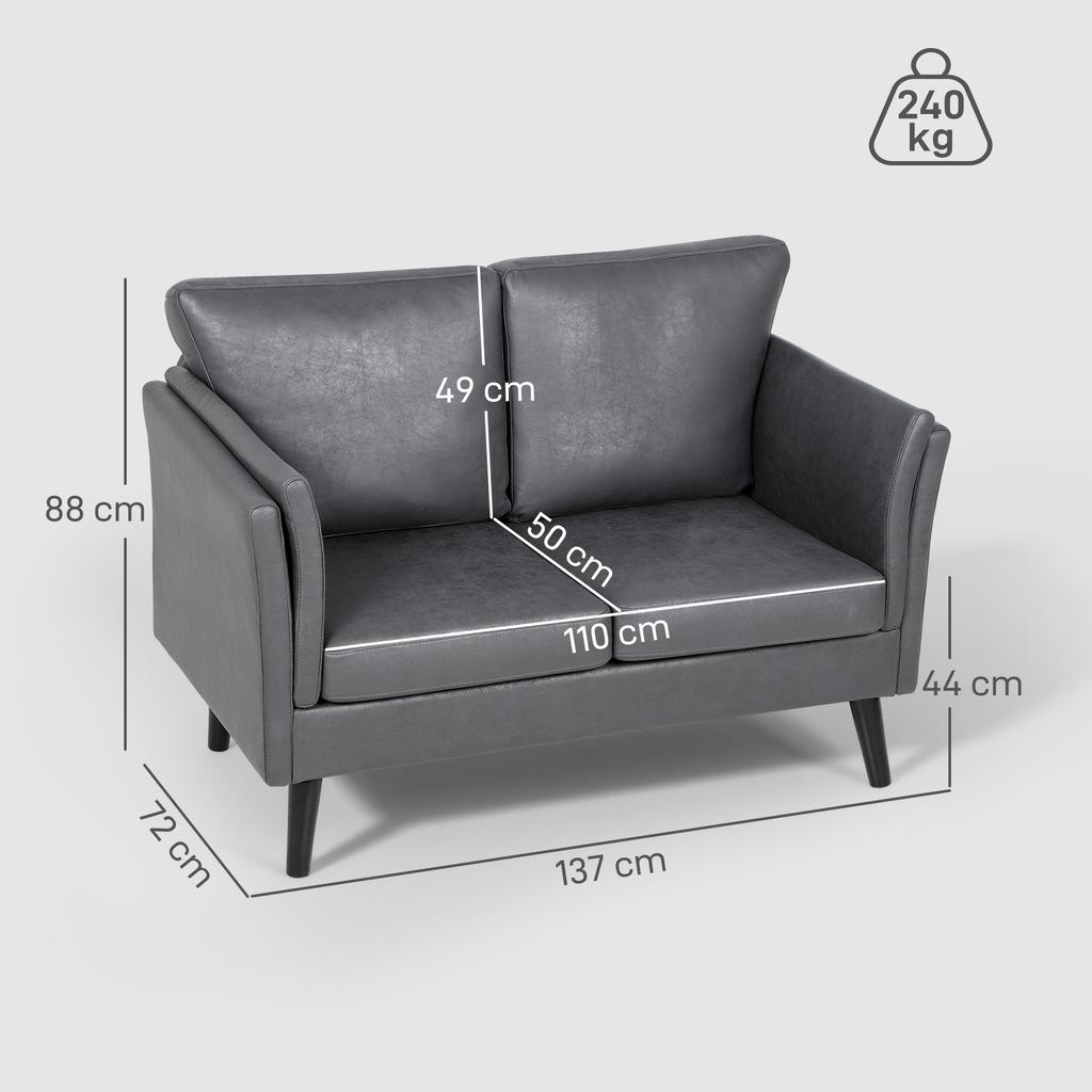 Two Seater Leathaire Sofa Grey