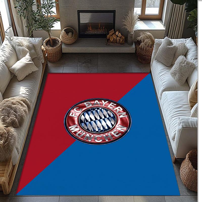 Alfombra Suave de Área con Patrón de Fútbol del Bayern de Múnich, Alfombra de Suelo Interior Antideslizante, Esterilla Decorativa Deportiva para Dormitorio