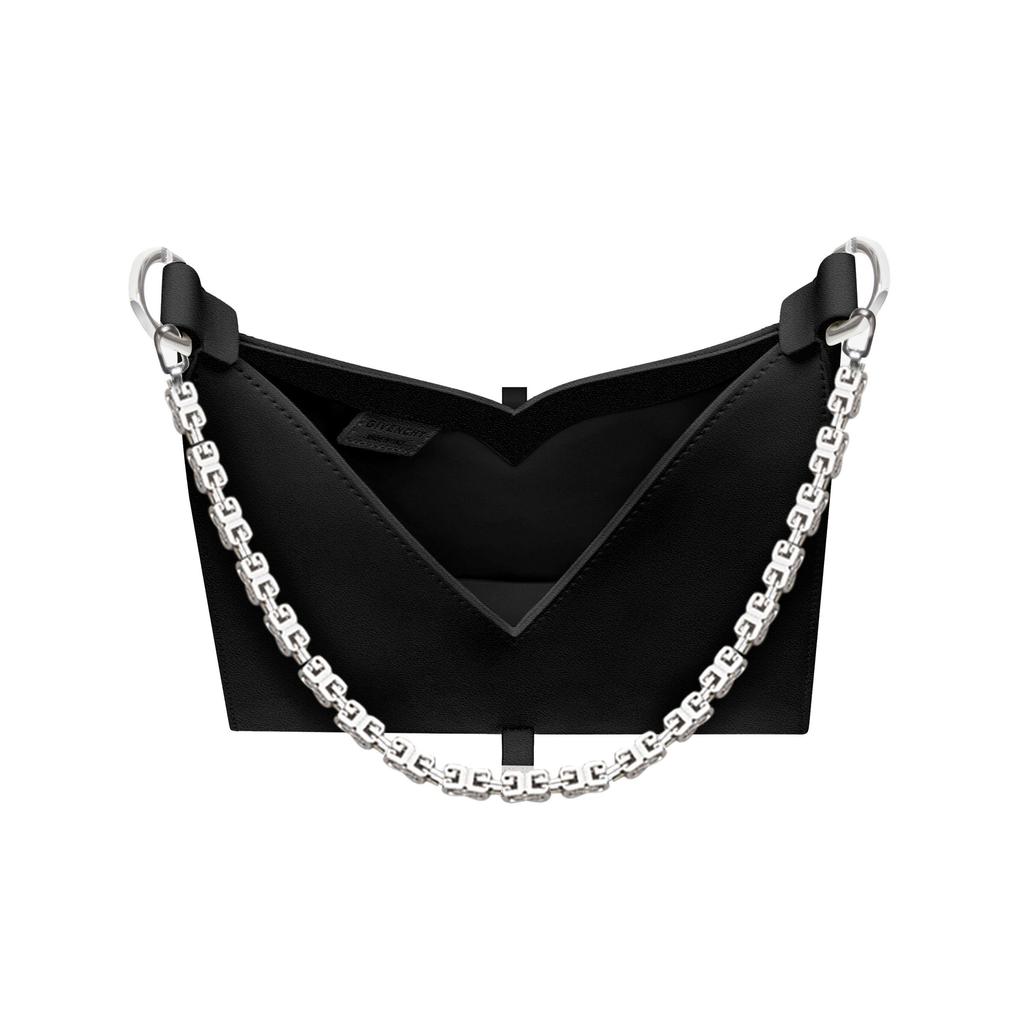 Givenchy Cut-Out Silver Finish Metal Detail G Cube Chain Smooth Calfskin Leather Mini Handbag Women Handbag Black BB50HNB00D-001