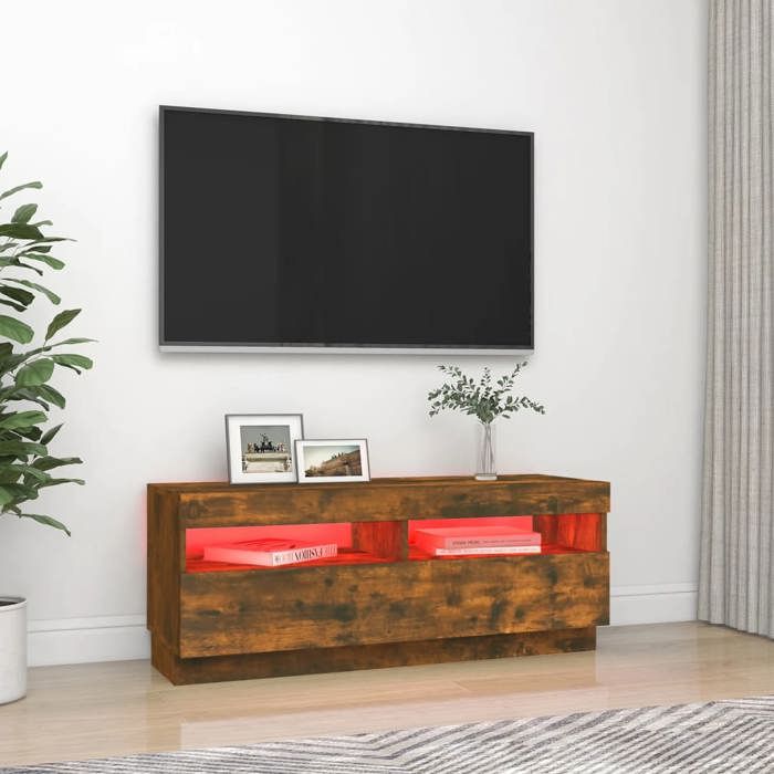 VidaXL Meuble TV avec Lumières LED Armoire Basse Centre de Divertissement Armoire Média Salon Salle de Séjour Intérieur 815720