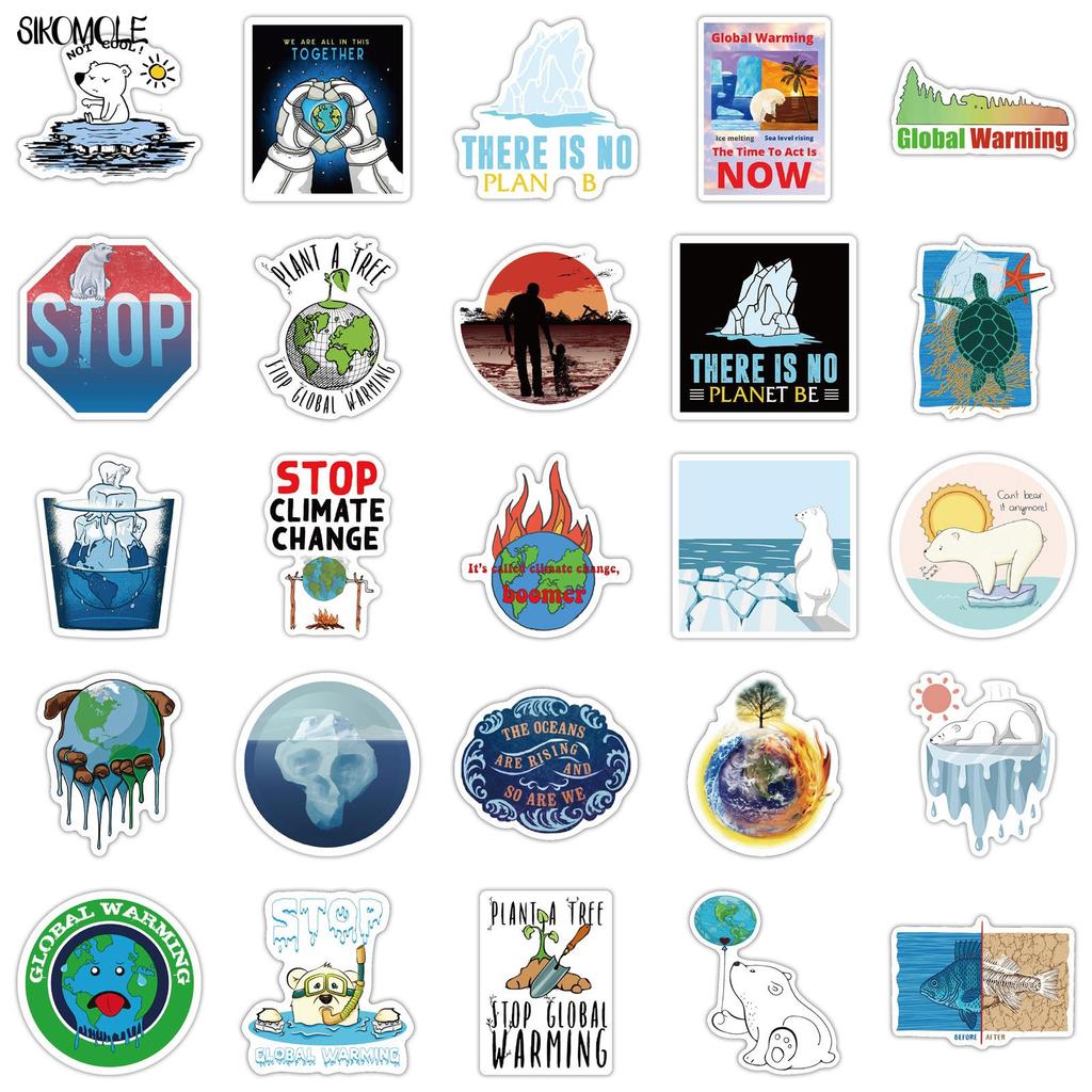 10 30 50 100PCS Cartoon Global Climate Change Stickers Polar Bear DIY Toy Car Suitcase Laptop Skateboard Mobile Decal Sticker F5